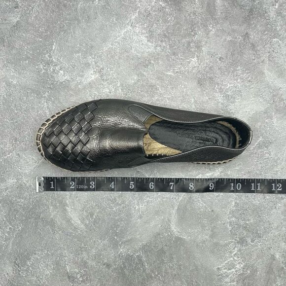 Bottega Veneta Metallic Gray Intrecciato Leather Slip On Espadrille Flats Size 3 - Picture 12 of 13
